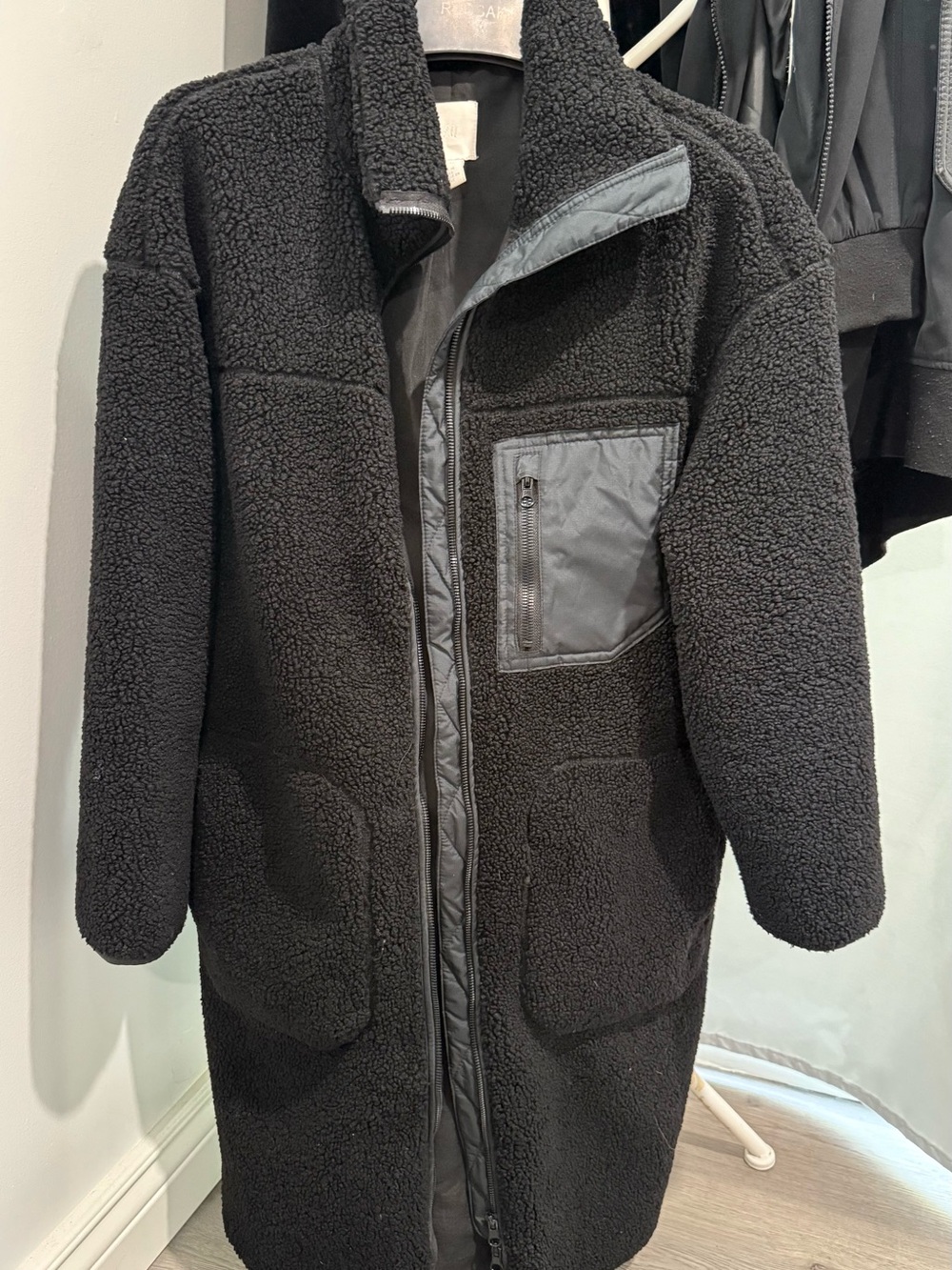 Women’s Black Oversized Sherpa Fleece Long Coat
